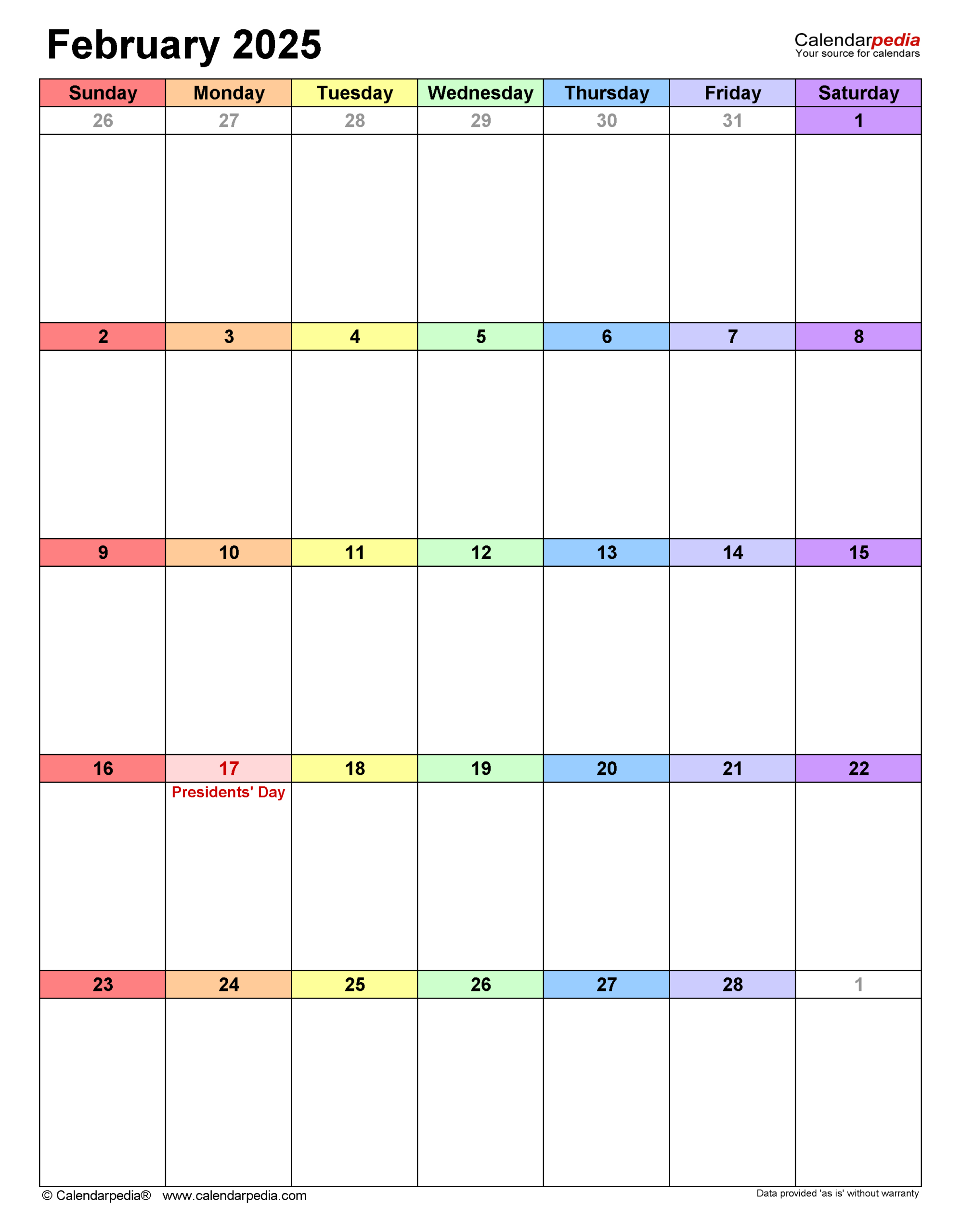 February 2025 Calendar | Templates For Word, Excel And Pdf pertaining to Show February Calendar 2025