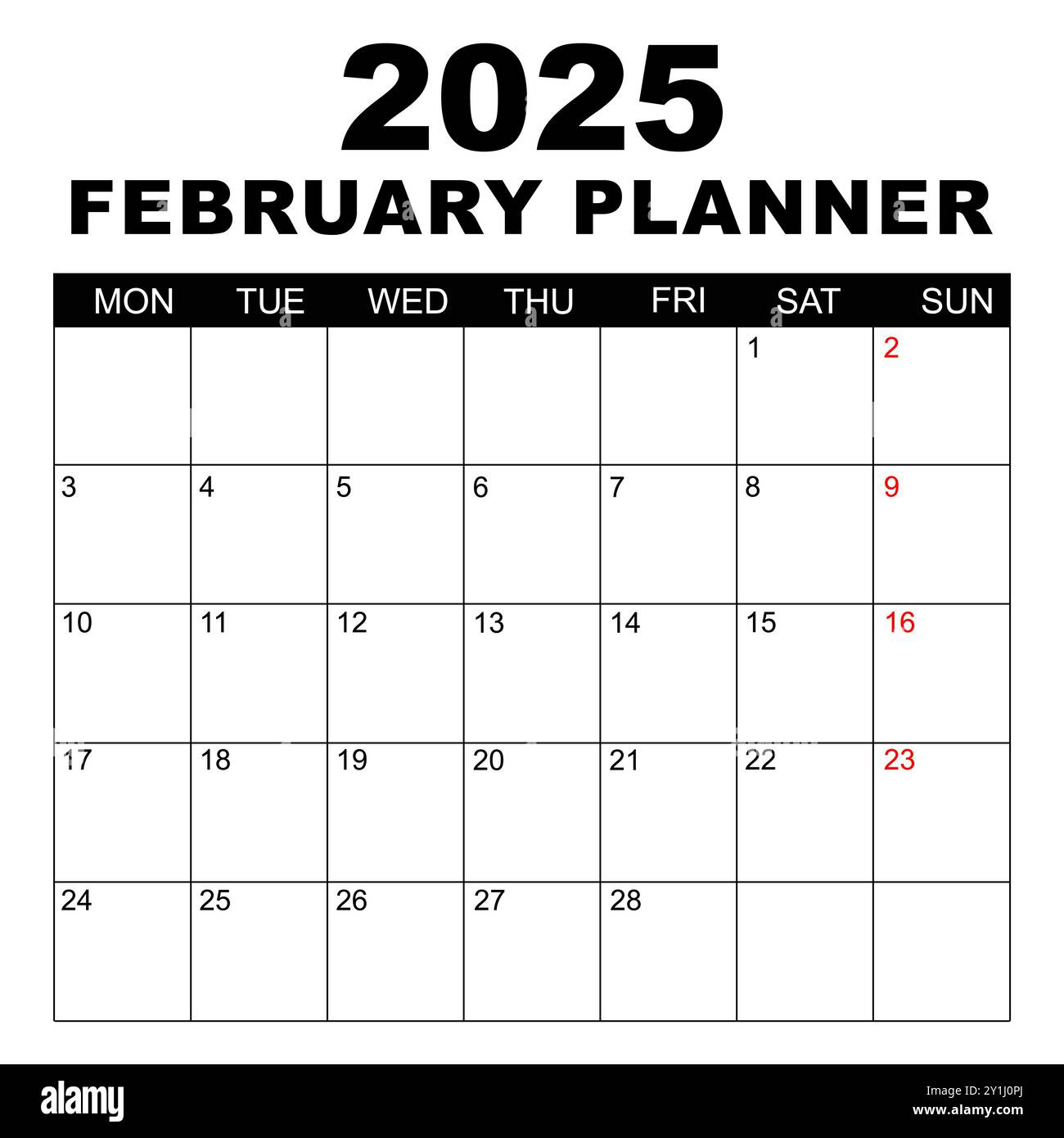 February 2025 Calendar. Week Starts On Monday. Blank Calendar in February 2025 Calendar Monday Start