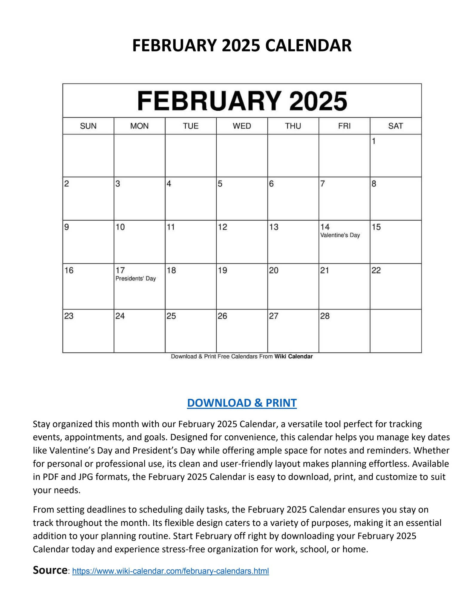 February 2025 Calendar - Wiki Calendarwiki Calendar - Issuu pertaining to Wiki Calendar February 2025