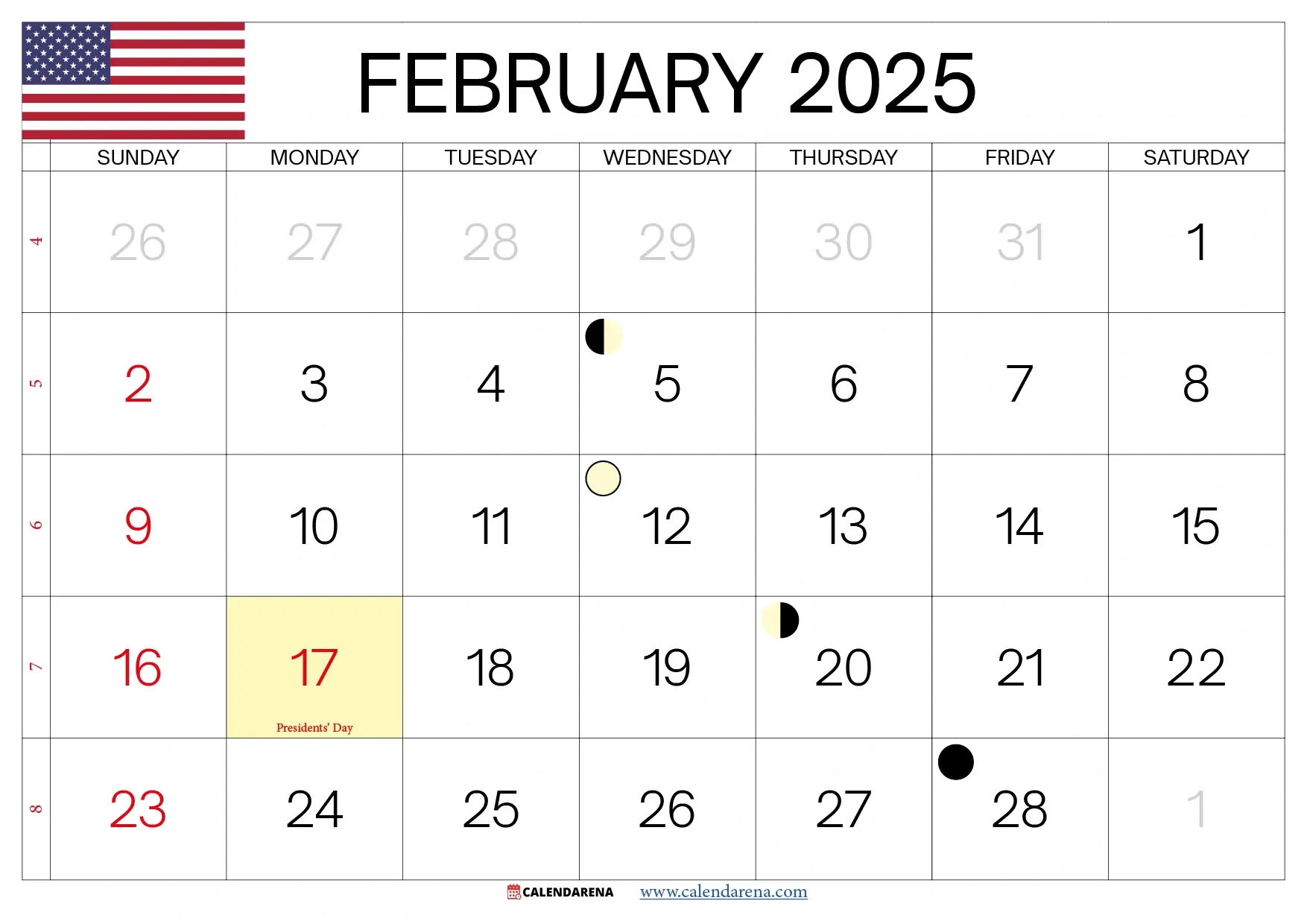 February 2025 Calendar With Holidays in February 2025 Calendar Holiday