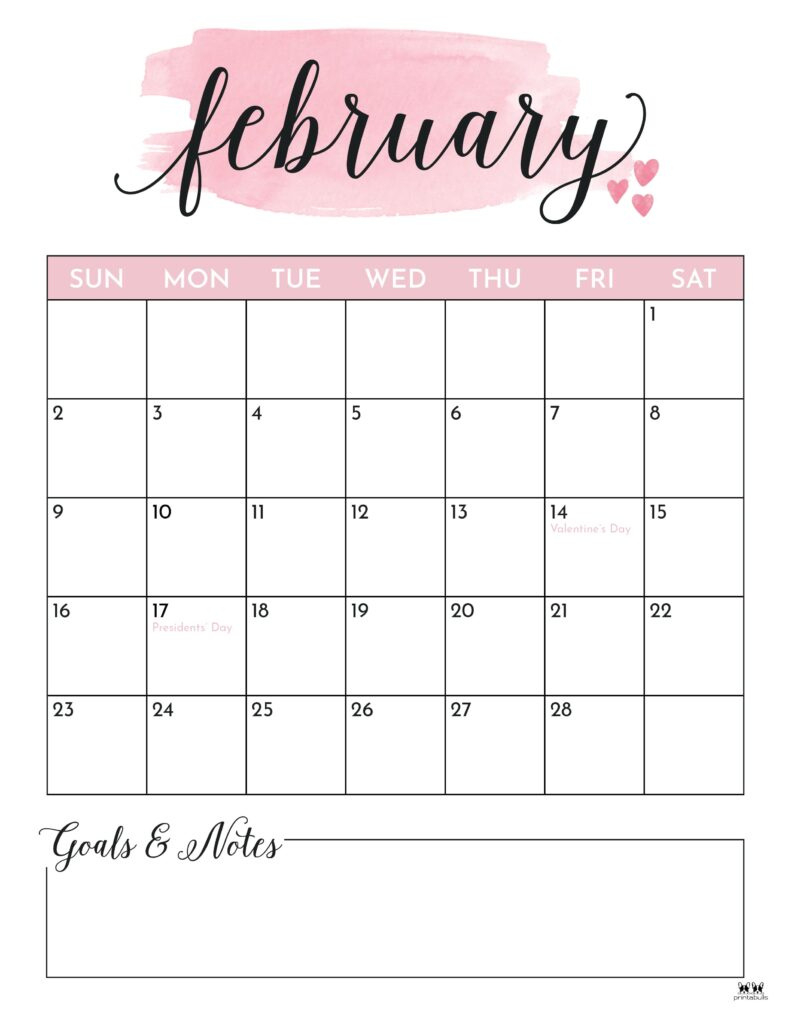 February 2025 Calendars - 107 Free Printables | Printabulls for Feb 2025 Calendar Printable