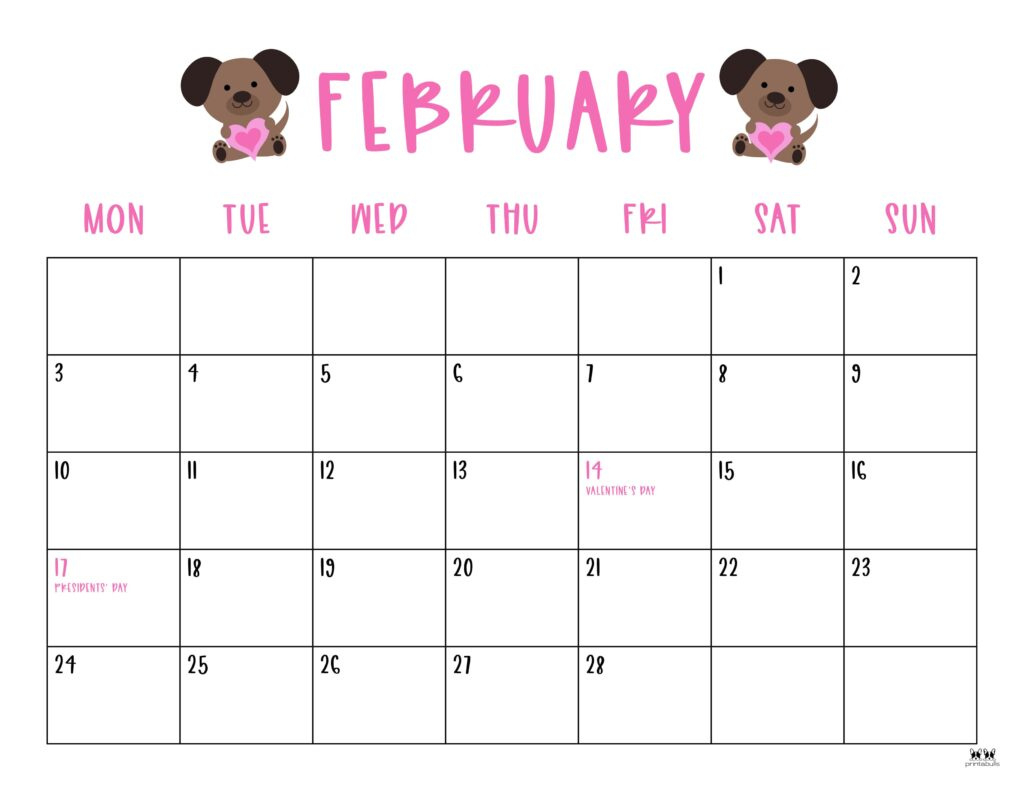 February 2025 Calendars - 107 Free Printables | Printabulls for February 25 Calendar Printable