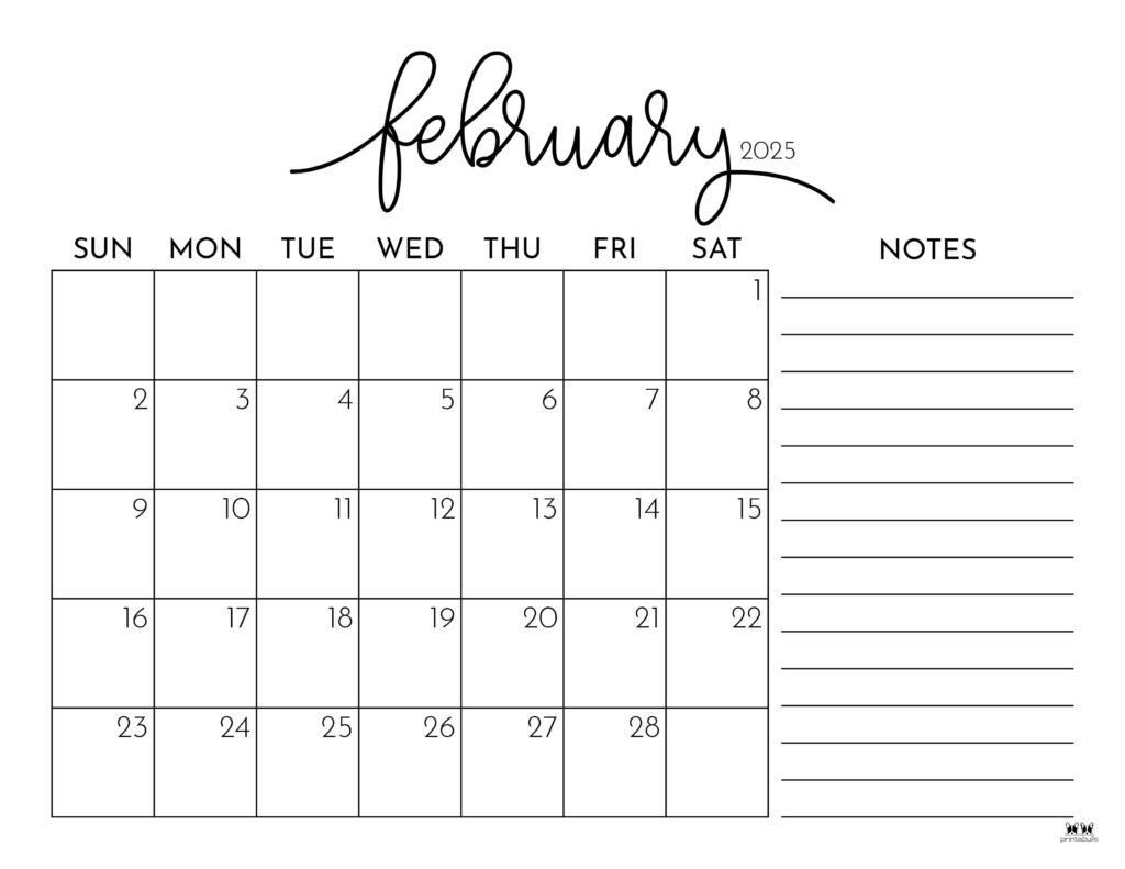 February 2025 Calendars - 107 Free Printables | Printabulls in Blank Calendar Of February 2025