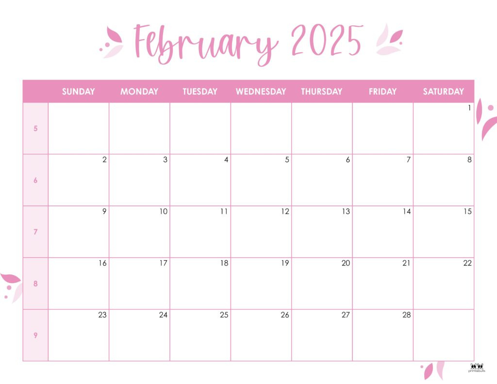 February 2025 Calendars - 107 Free Printables | Printabulls in Show Me February Calendar 2025