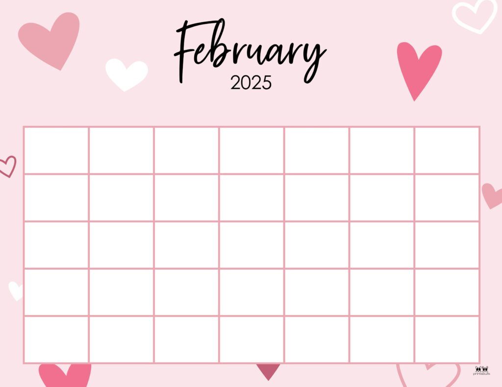 February 2025 Calendars - 107 Free Printables | Printabulls inside Cute February Calendar 2025