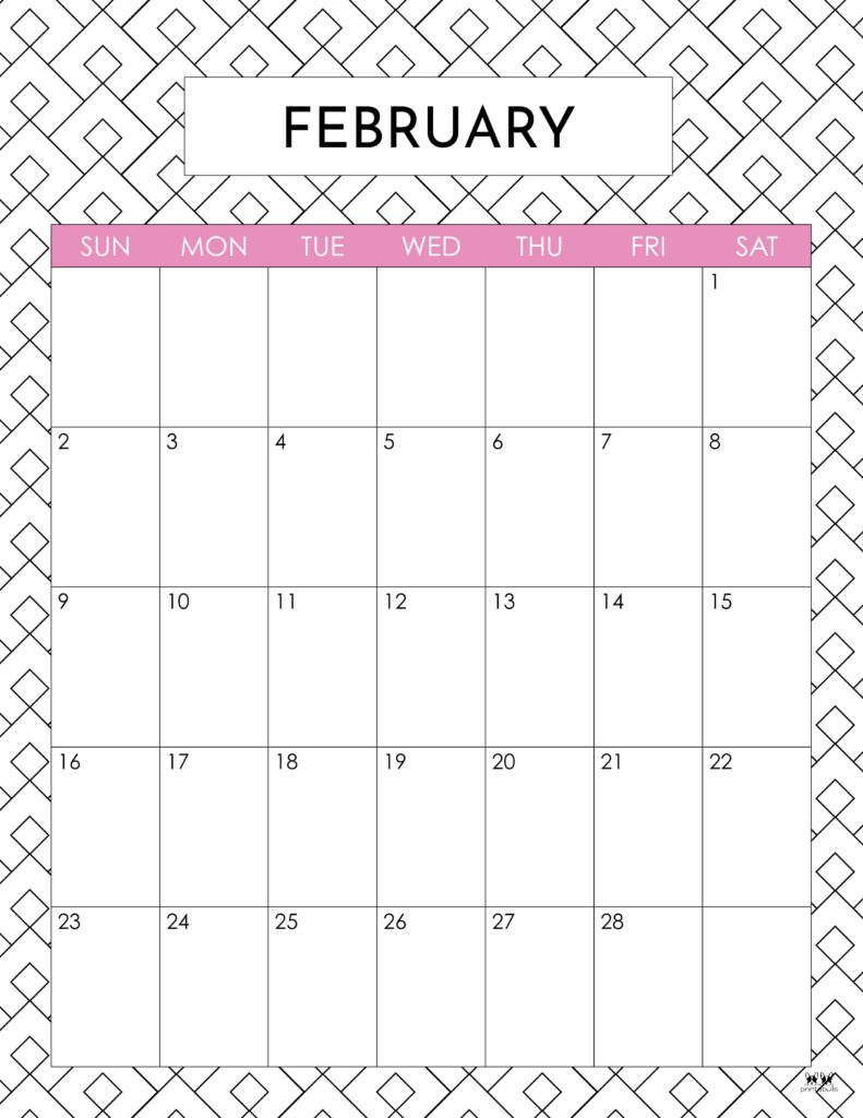 February 2025 Calendars - 107 Free Printables | Printabulls inside February 25 Calendar Printable