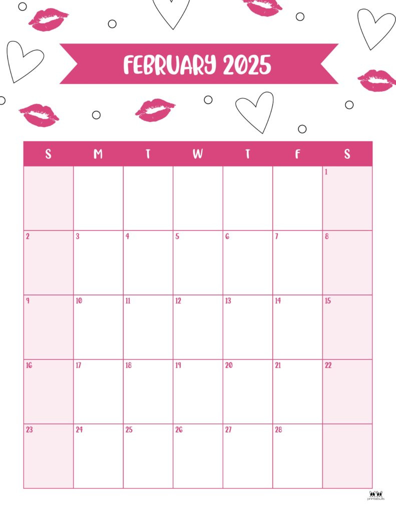 February 2025 Calendars - 107 Free Printables | Printabulls inside Month Of February Printable Calendar 2025