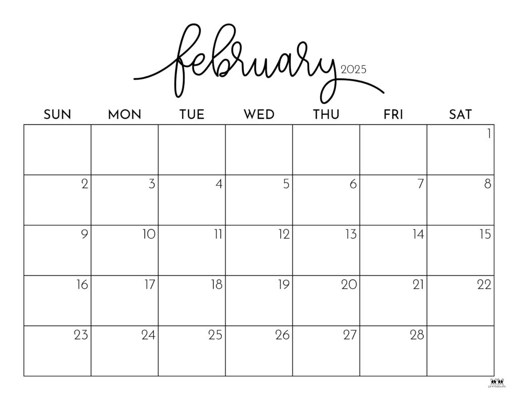 February 2025 Calendars - 107 Free Printables | Printabulls inside Show Me February Calendar 2025