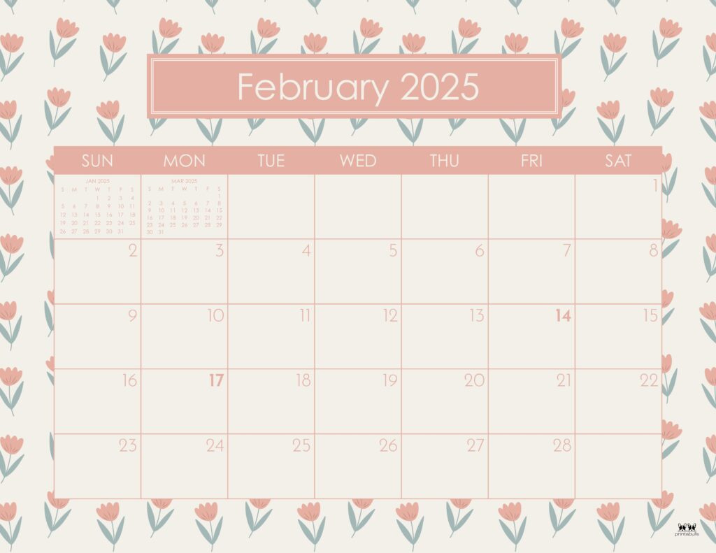 February 2025 Calendars - 107 Free Printables | Printabulls intended for Cute February 2025 Calendar Printable