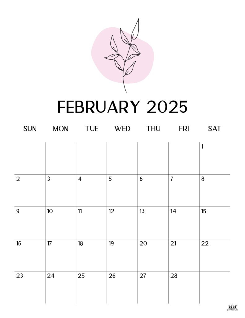 February 2025 Calendars - 107 Free Printables | Printabulls with regard to February 2025 Calendar Vertical Printable