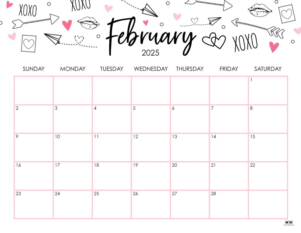 February 2025 Calendars - 107 Free Printables | Printabulls within February 2025 Calendar Printable With Lines