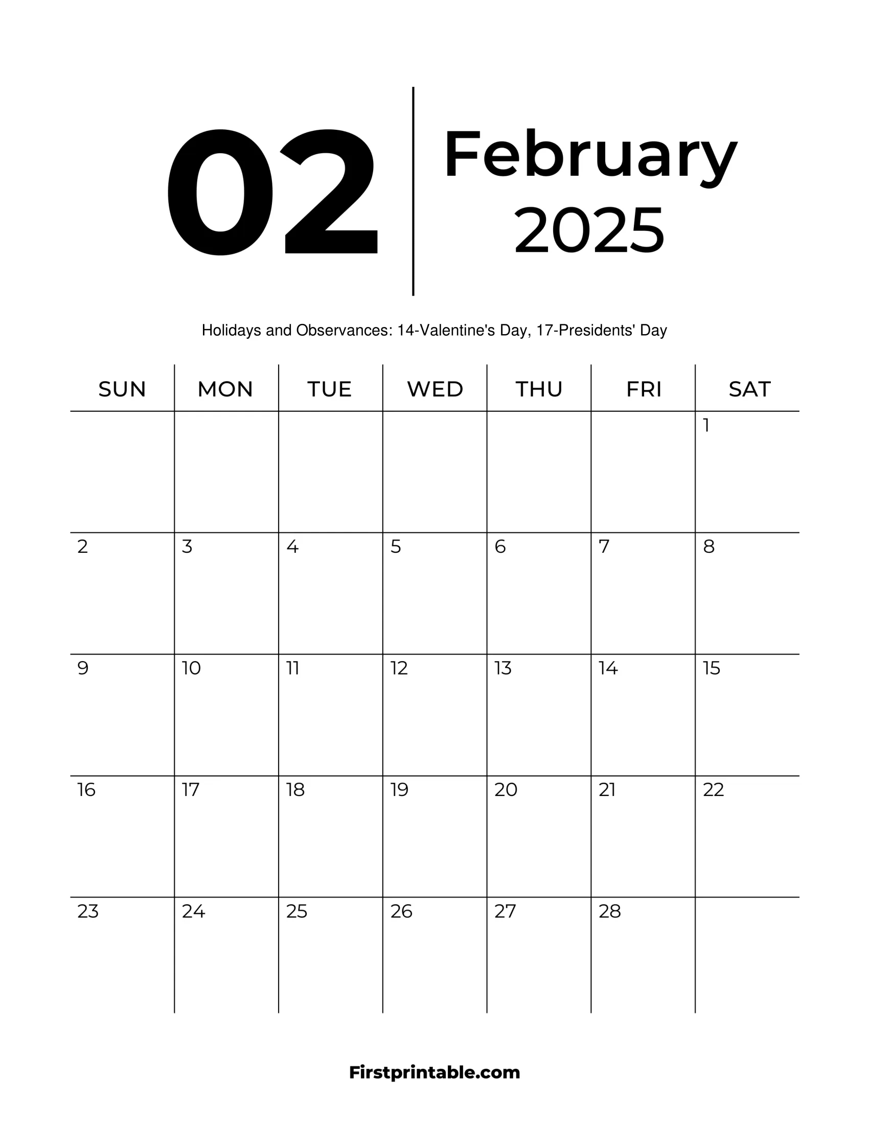 February 2025 Calendars - Free Printable &amp;amp; Fillable intended for Feb 25 Calendar Printable