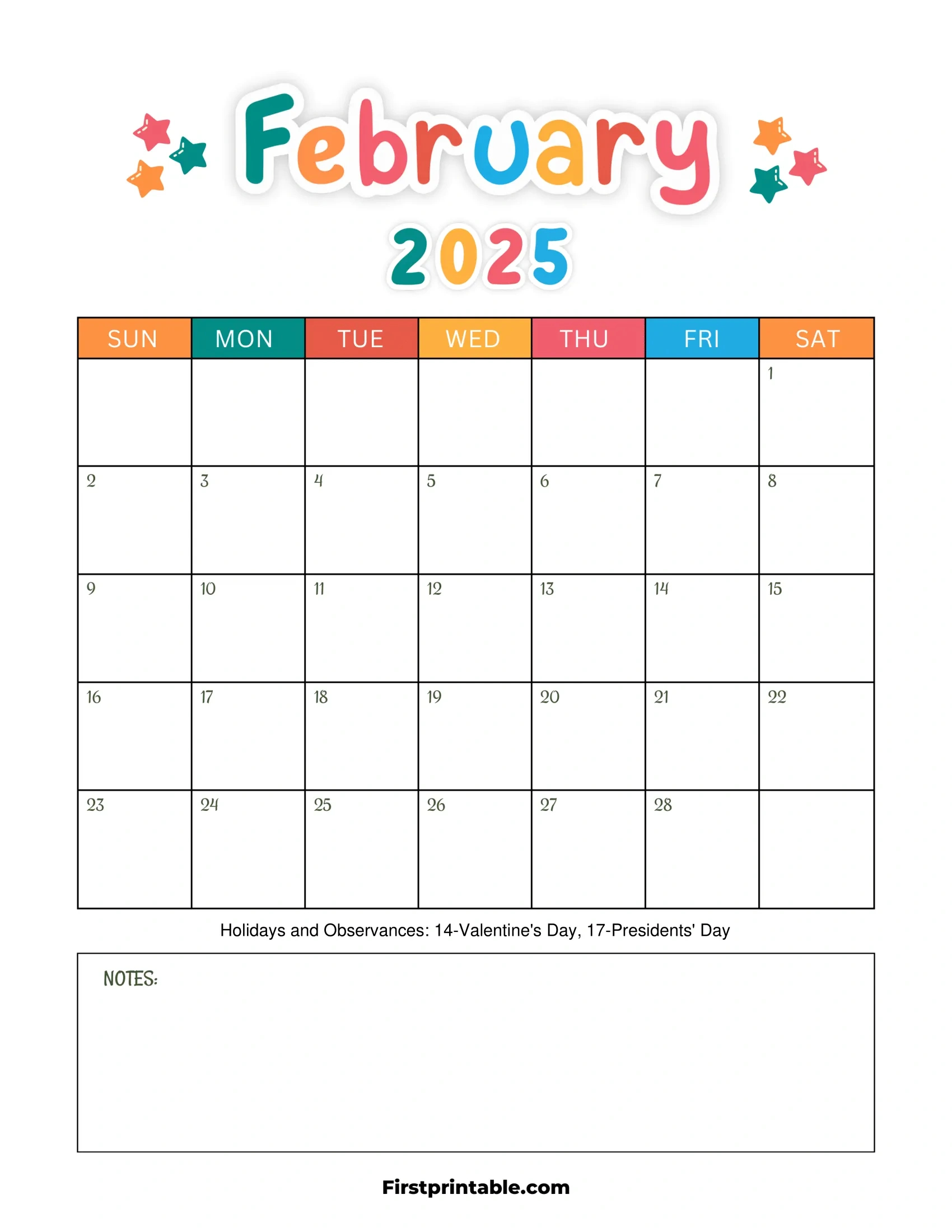 February 2025 Calendars - Free Printable &amp;amp; Fillable pertaining to February 2025 Calendar Printable With Lines