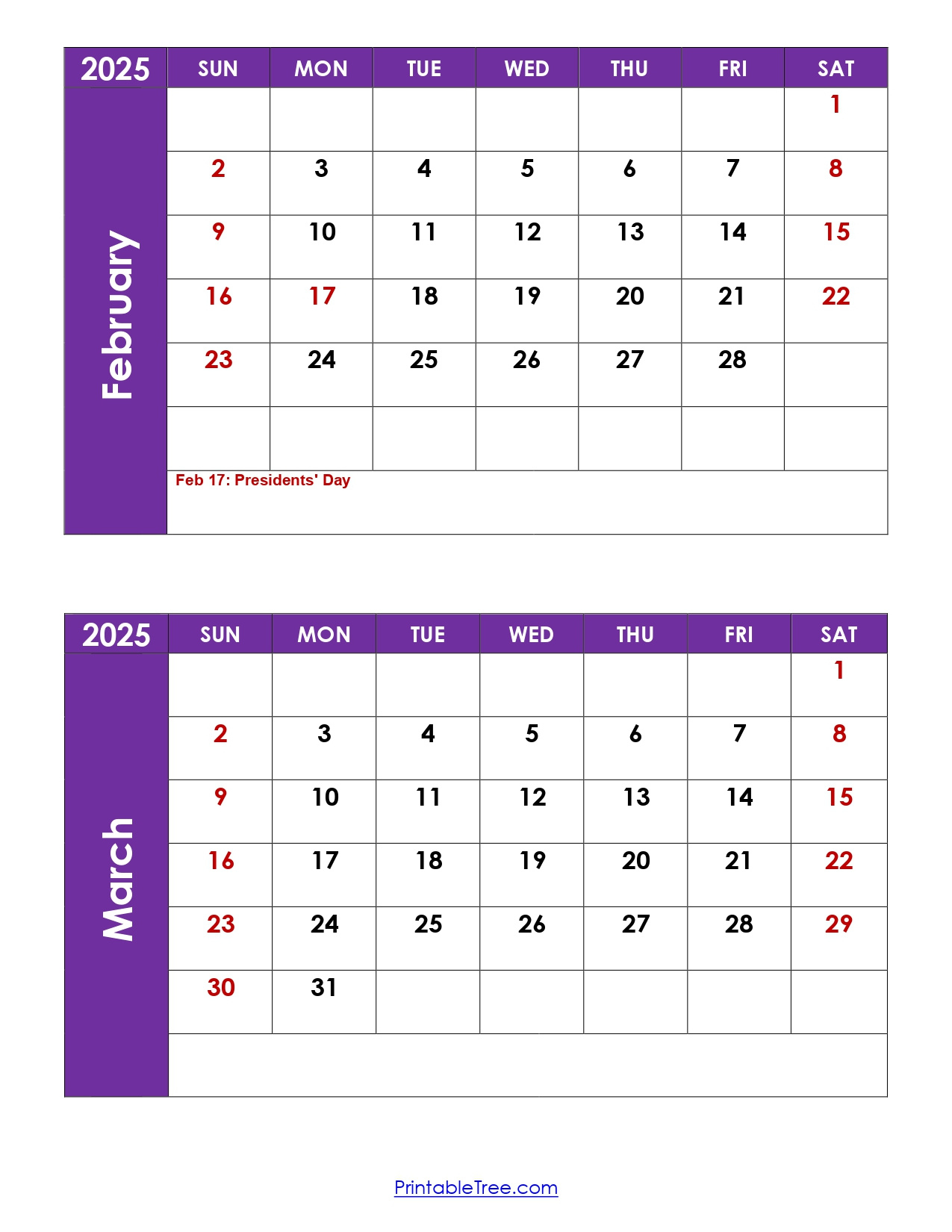 February And March 2025 Calendar Printable | Two Months Calendar in Calendar For February And March 2025