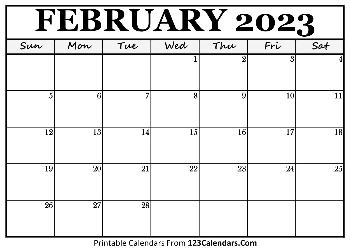 Printable February 2025 Calendar Templates - 123Calendars with regard to February 2025 Calendar 123Calendars