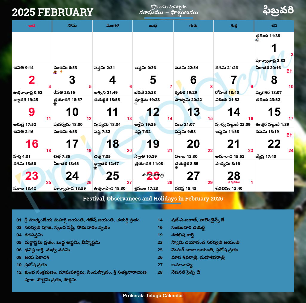 Telugu Calendar 2025, February regarding 2025 Telugu Calendar February