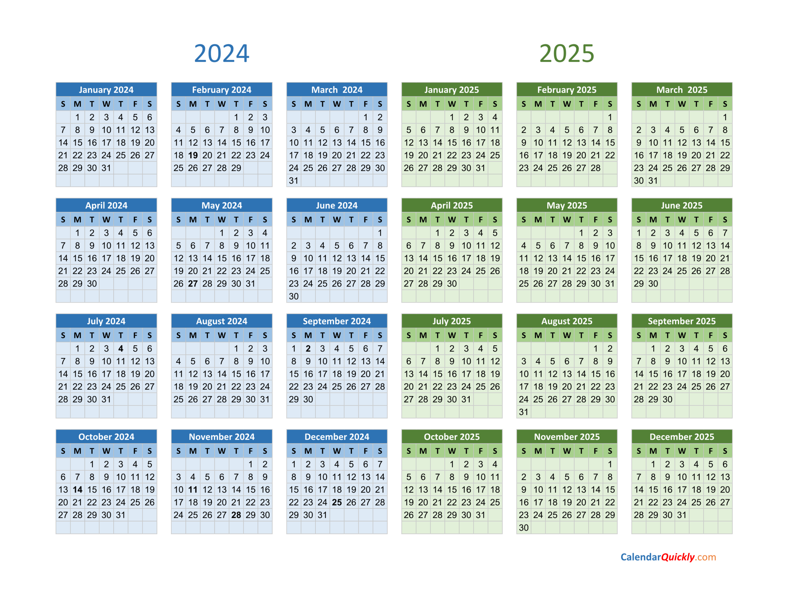 2024 And 2025 Calendar | Calendar Quickly for Free Printable Calendar April 2024 To March 2025