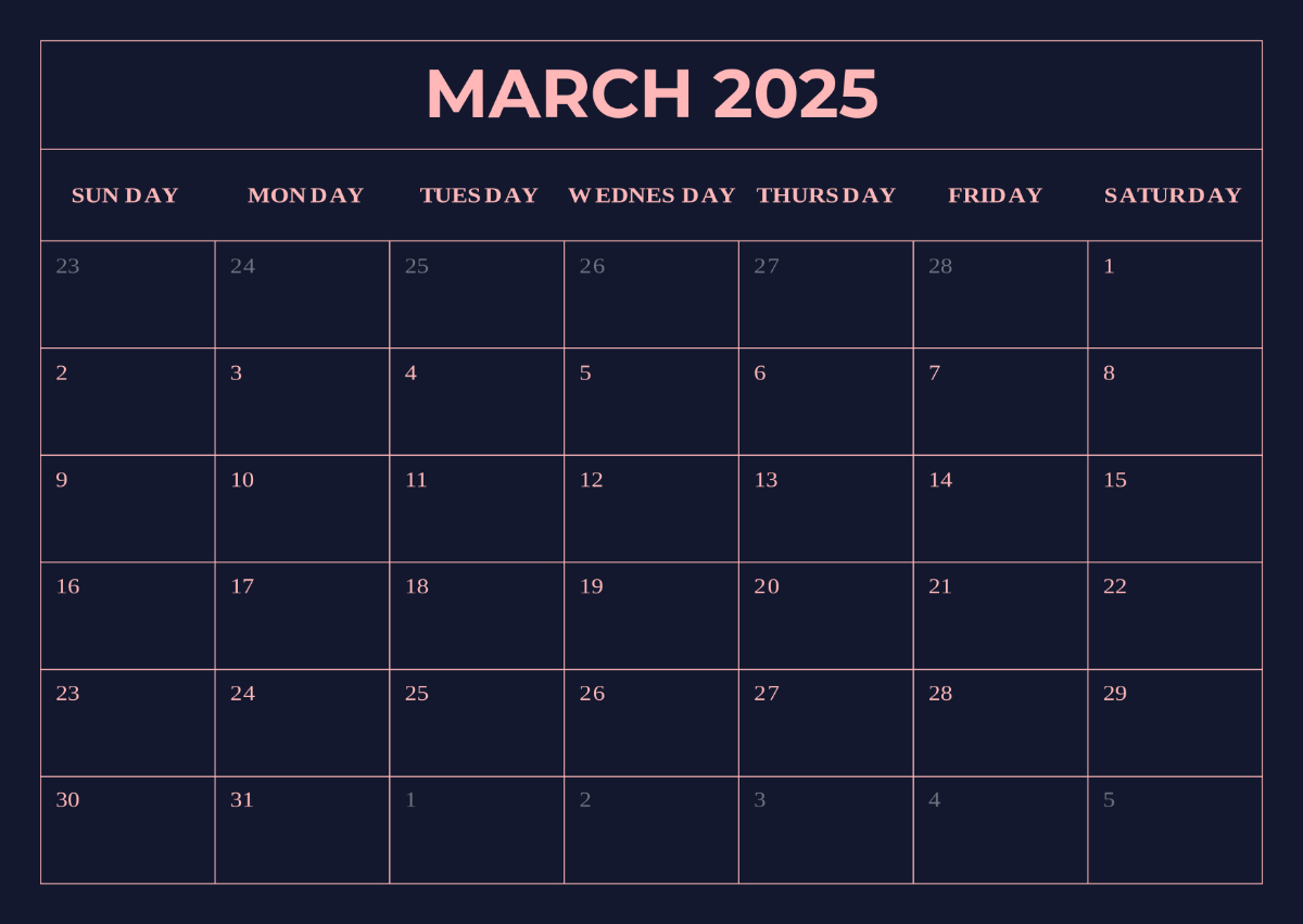 Free March 2025 Calendar With Moon Phases Template To Edit Online with March Madness 2025 Calendar Printable