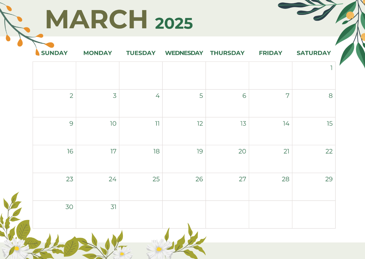 Free March 2025 Digital Calendar Template To Edit Online intended for March 2025 Editable Printable Calendar