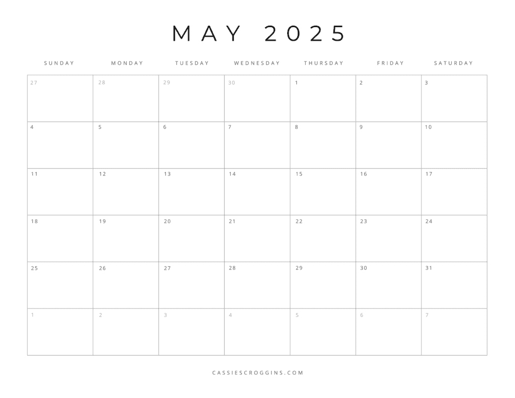 Free Printable 2025 Blank Calendar Templates (All 12 Months) in March Calendar Blank Printable 2025