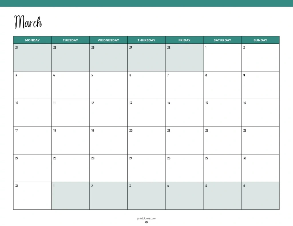 Free Printable March 2025 Calendars | 25 Pdf Downloads pertaining to Printable Calendar March 2025 Starting Monday