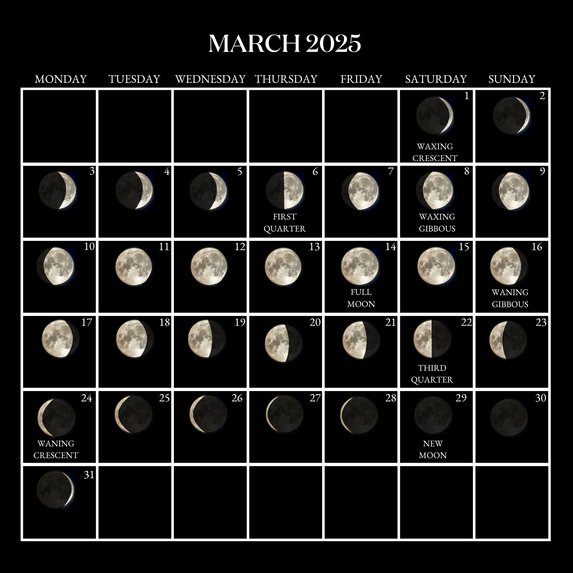 Jurlique Moon Calender 2025 楽しく for Moon Calendar March 2025