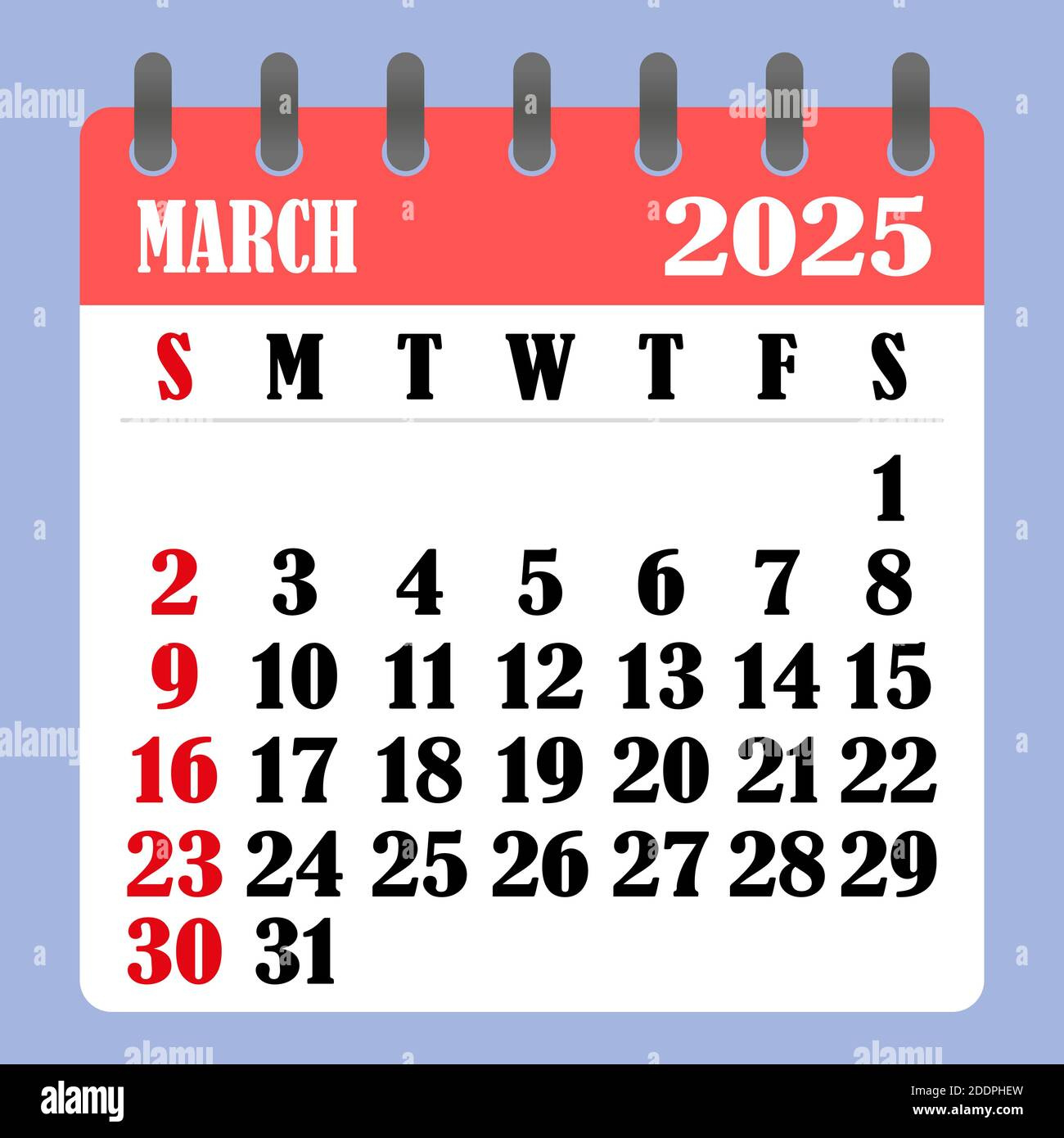 Letter Calendar For March 2025. The Week Begins On Sunday. Time for 2025 Calendar March Month