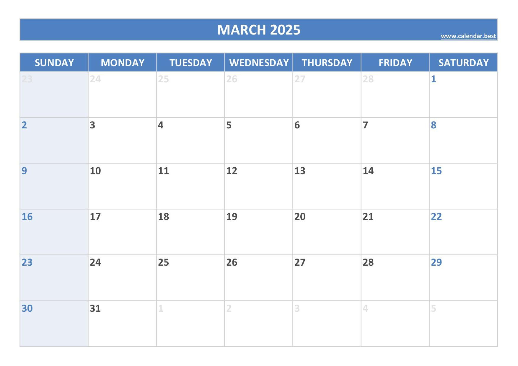 March 2025 Calendar -Calendar.best pertaining to March 2025 Holiday Calendar