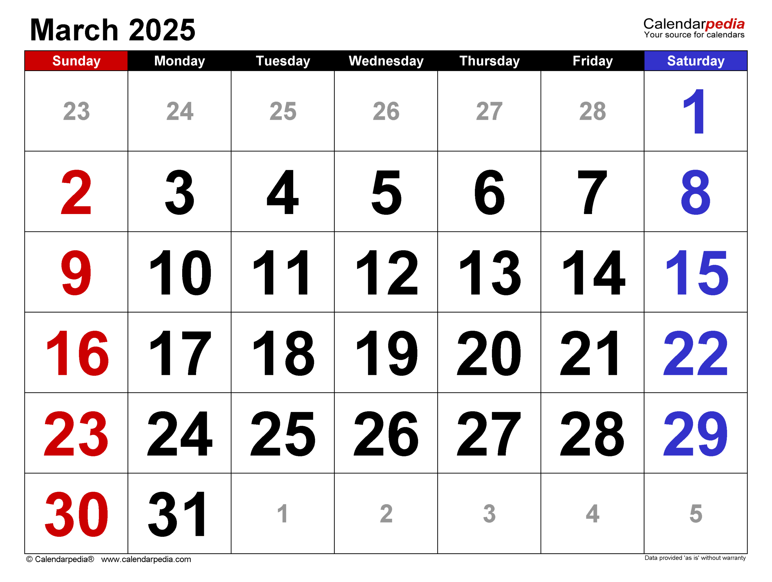 March 2025 Calendar | Templates For Word, Excel And Pdf in Show Me The Calendar For March 2025