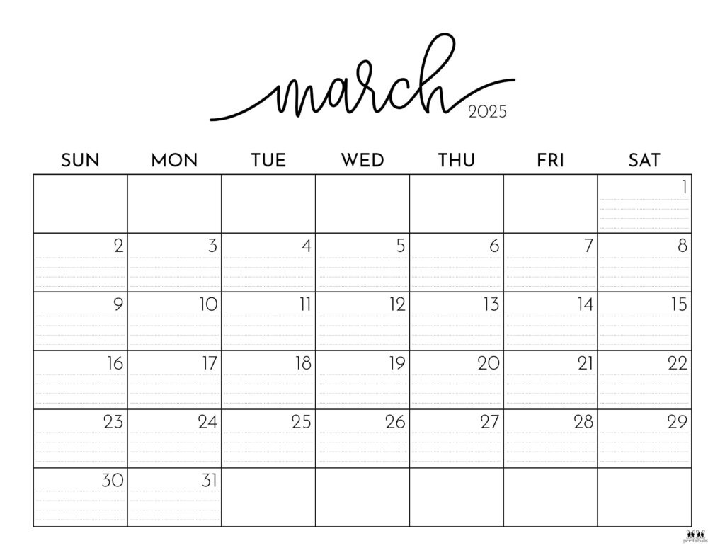 March 2025 Calendars - 107 Free Printables | Printabulls for 2025 March Calendar Printable