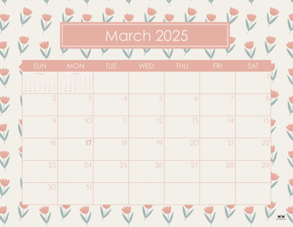 March 2025 Calendars - 107 Free Printables | Printabulls for Cute March 2025 Calendar