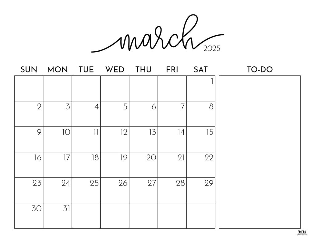 March 2025 Calendars - 107 Free Printables | Printabulls for March 2025 Month Calendar