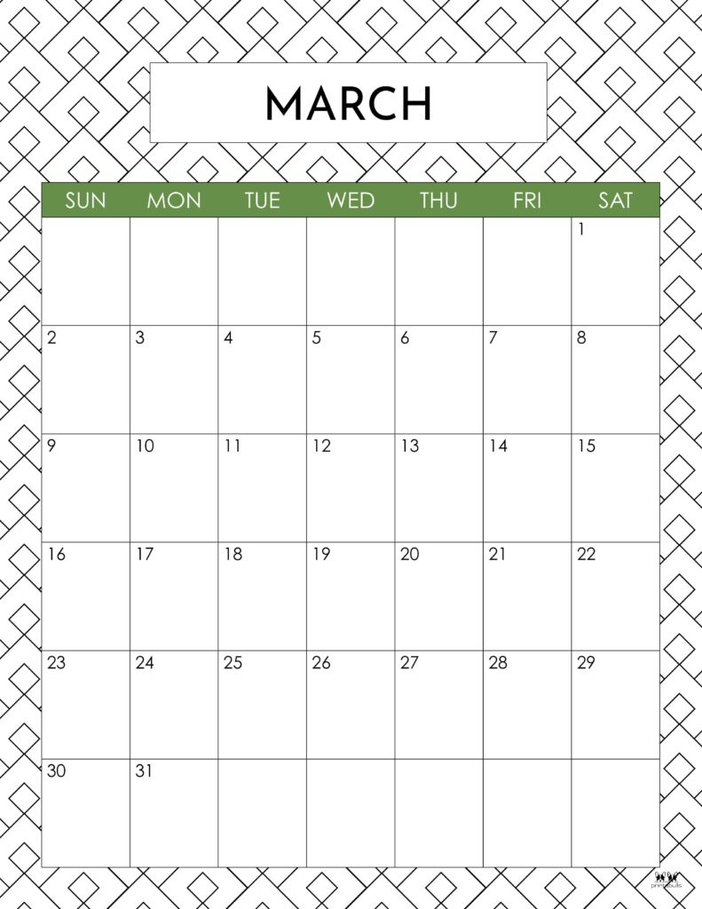 March 2025 Calendars - 107 Free Printables | Printabulls for Printable March Calendar Template 2025