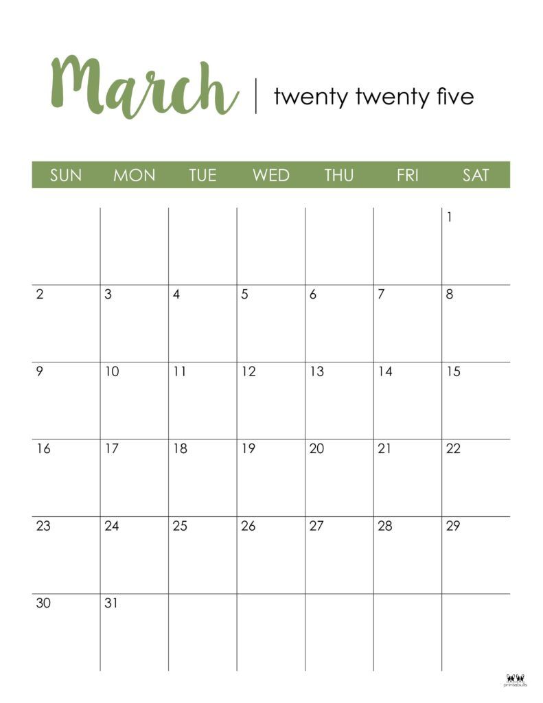 March 2025 Calendars - 107 Free Printables | Printabulls pertaining to March 2025 Calendar Printable Vertical