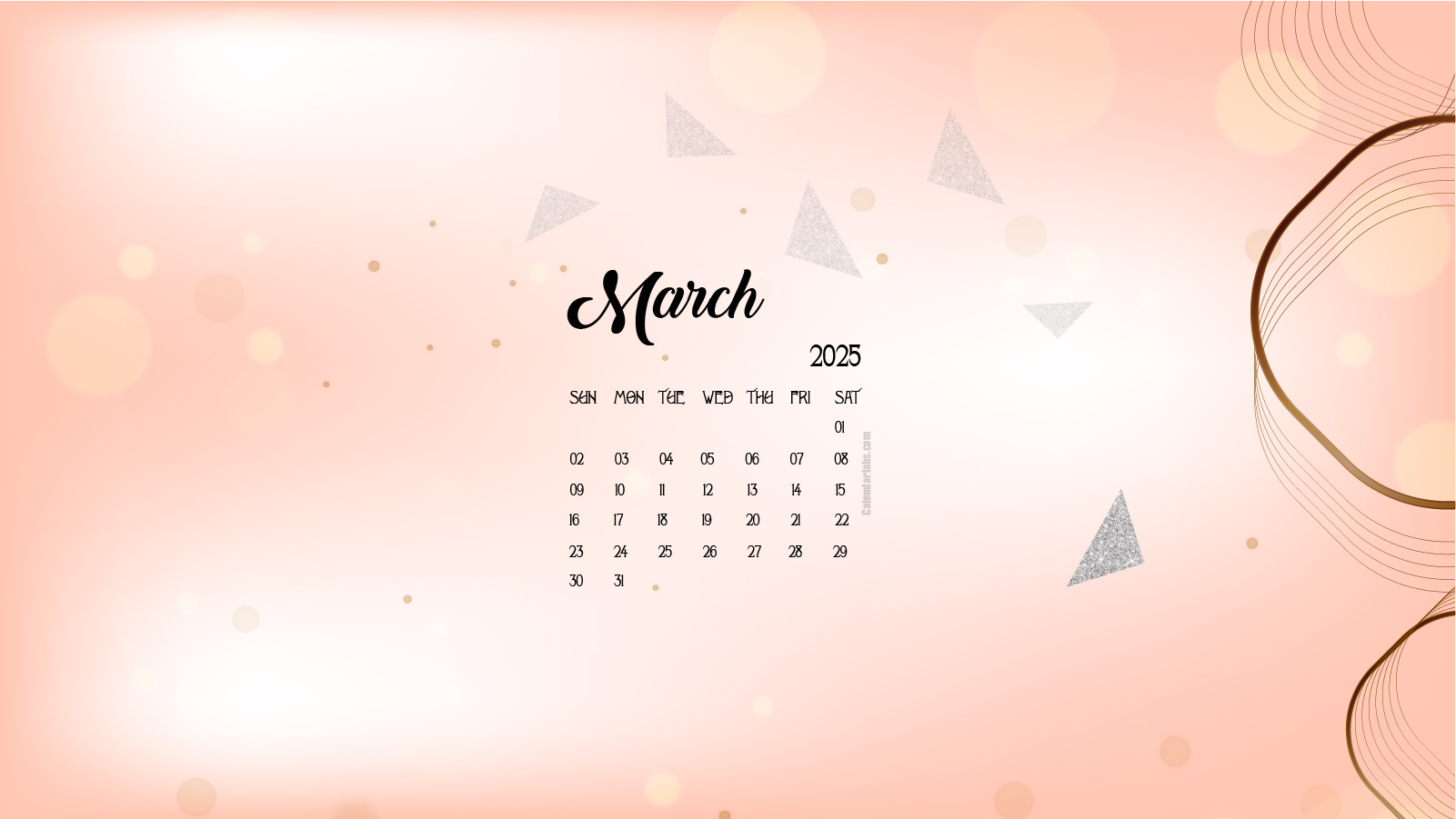 March 2025 Desktop Wallpaper Calendar - Calendarlabs throughout March 2025 Calendar Background