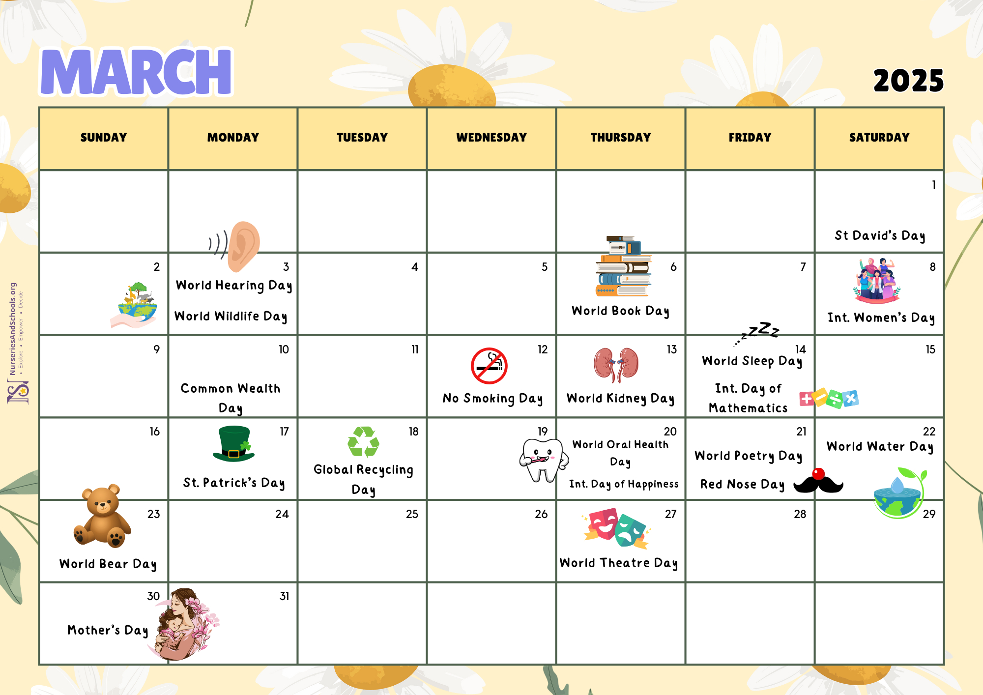 March Events Calendar 2025 - Free Worksheet | Uk pertaining to Event Calendar For March 2025