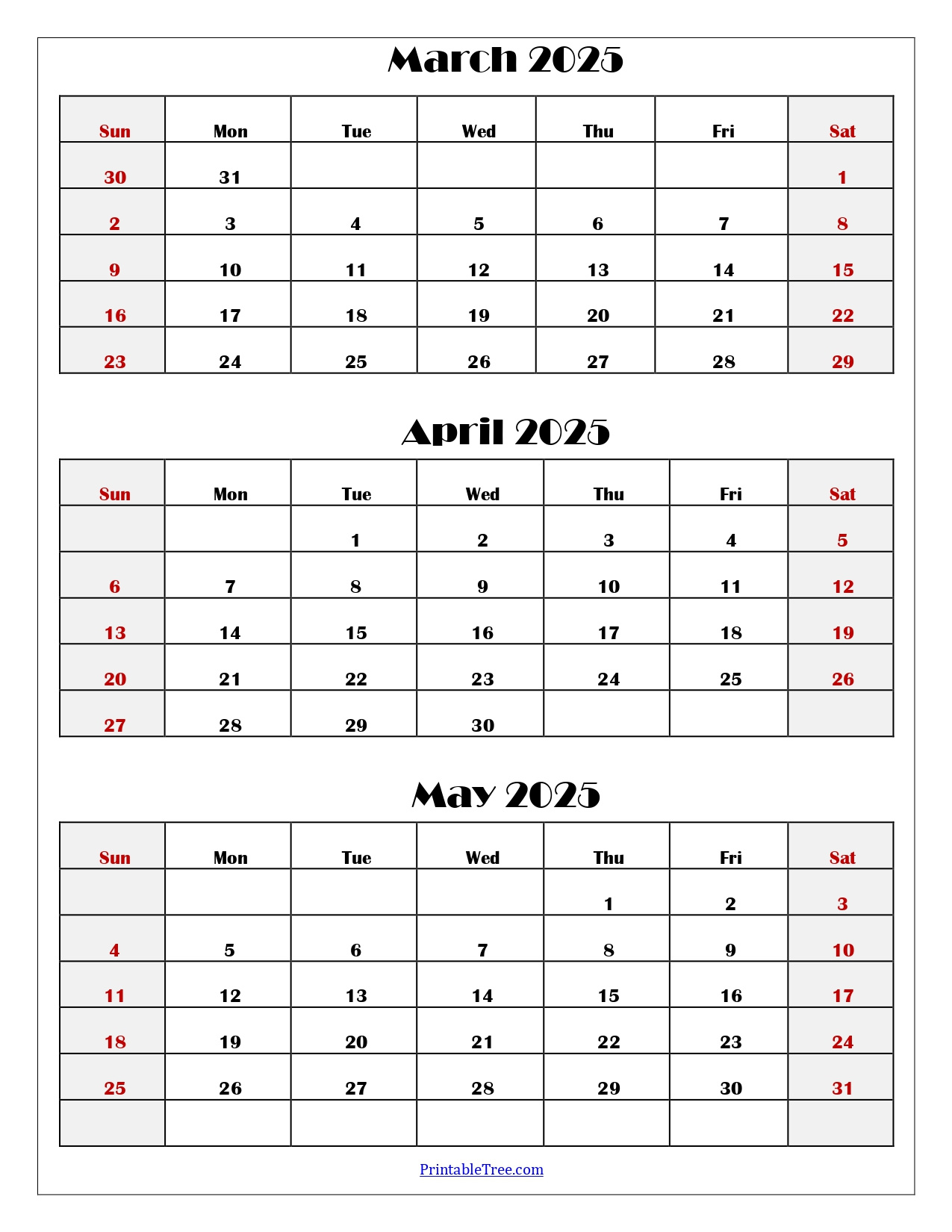 March To May 2025 Calendar Printable Pdf | Three Months Calendar throughout March April May 2025 Calendar Printable