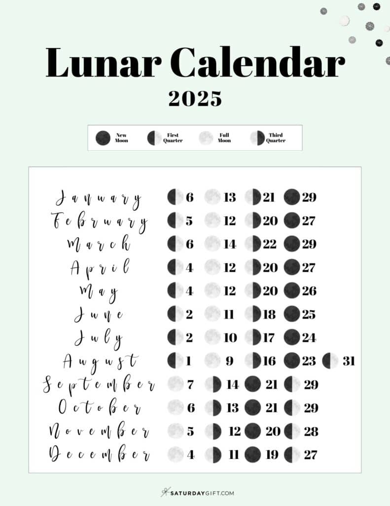 Moon Phase Calendar - 12 Cute &amp;amp; Free Printable 2025 Lunar Calendars with Moon Calendar In March 2025