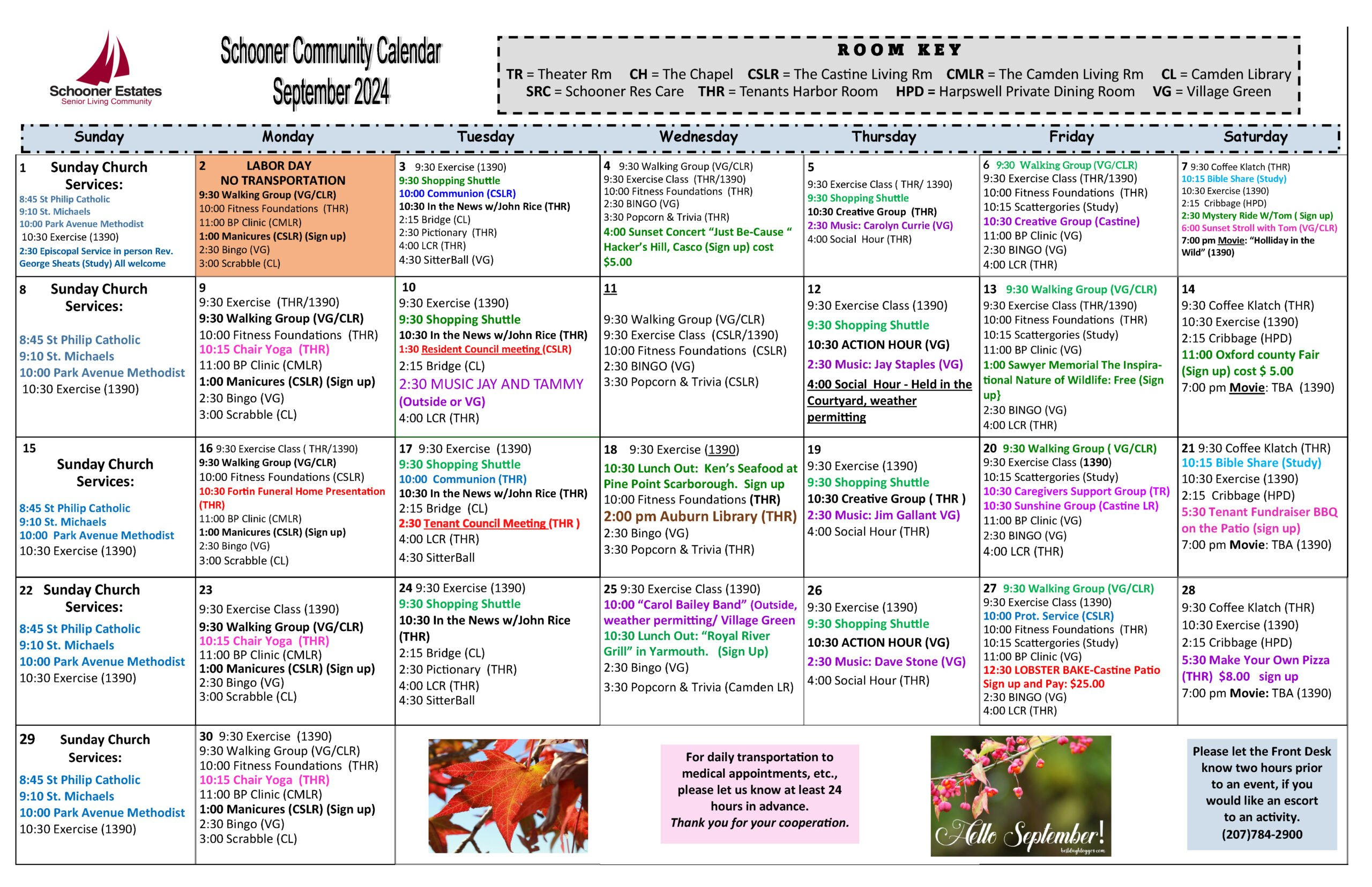 September 2024 Activity Calendar throughout September 2024 Activity Calendar For Seniors