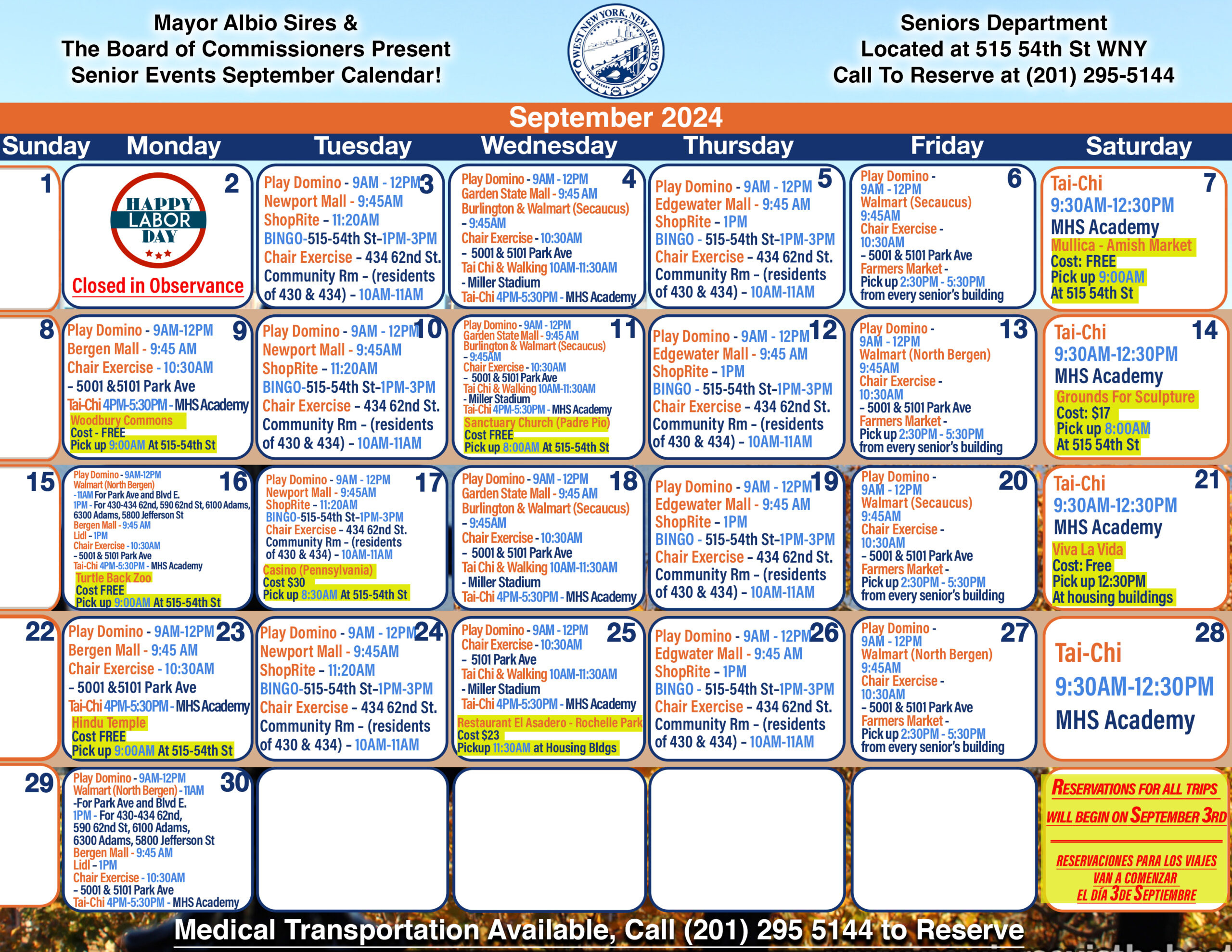 West New York Seniors Event Calendar September 2024 – West New inside September 2024 Activity Calendar For Seniors