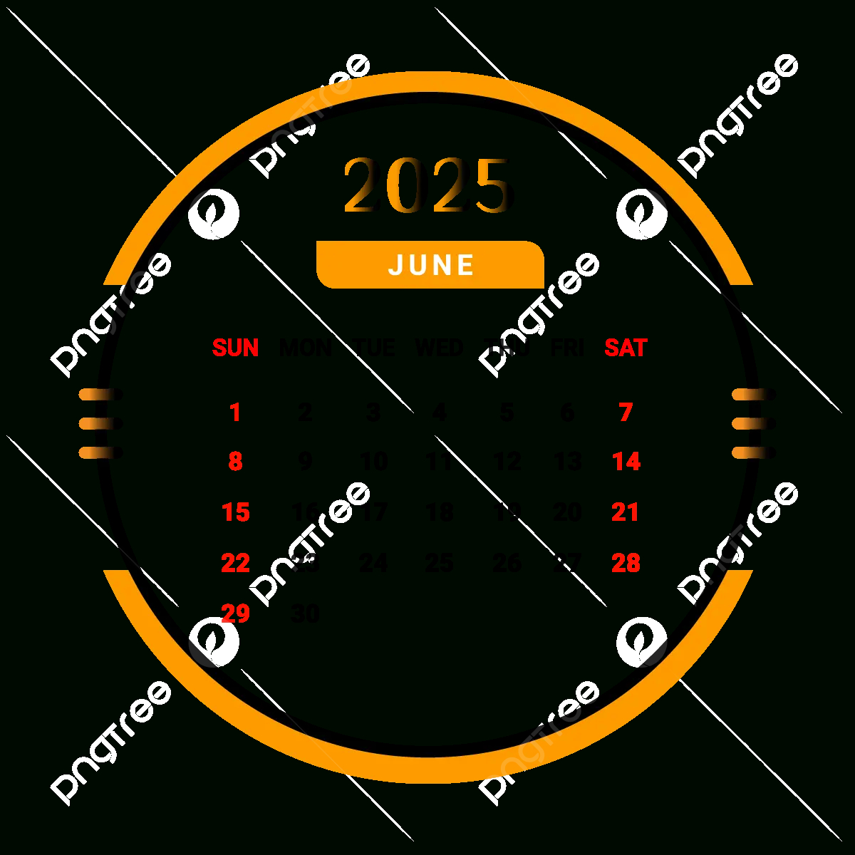 2025 June Month Calendar Yellow And Black Vector, Monthly Calendar for June 2025 Calendar Png