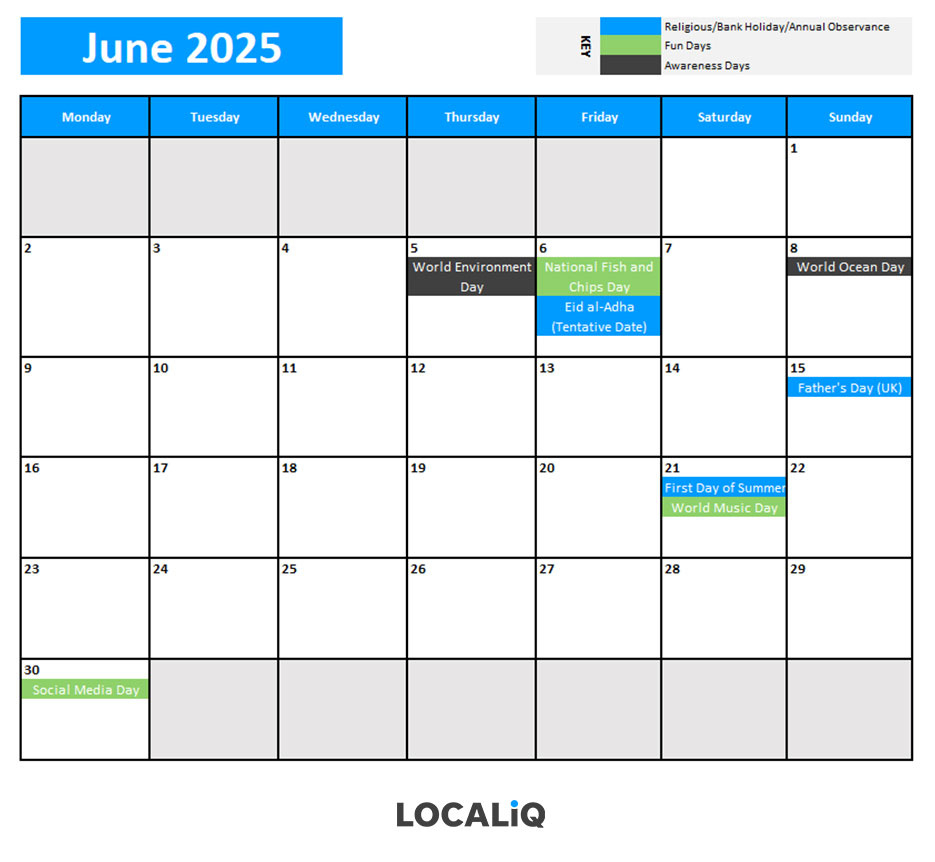 2025 Key Awareness Days And Holidays For Social Media pertaining to June 2025 Weather Calendar