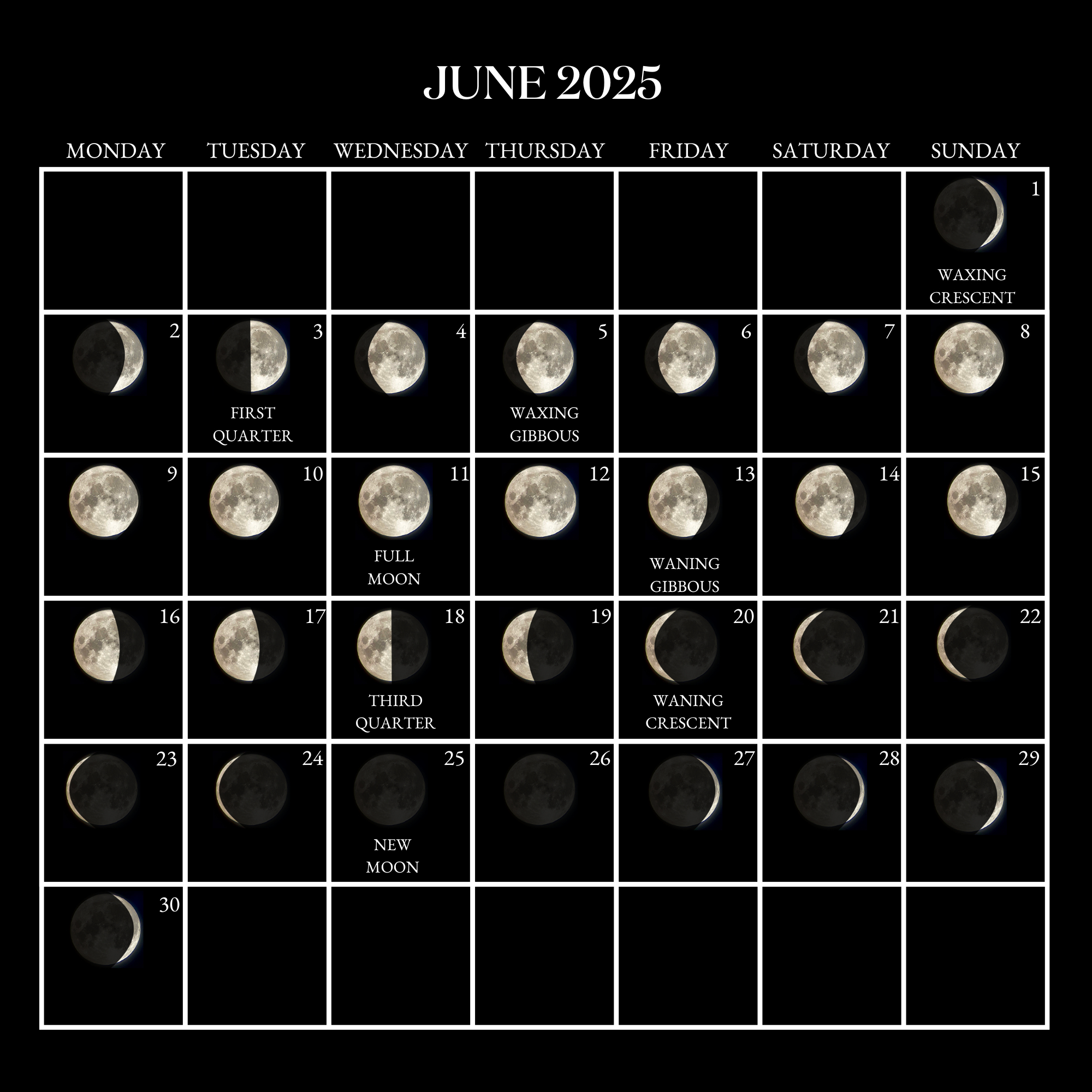 2025 Moon Calendar - Every Phase And Stage Of The Moon pertaining to June Moon Calendar 2025
