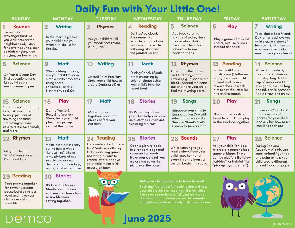 Activity Calendar Archives - Ideas &amp;amp; Inspiration From Demco regarding June Fun Calendar 2025 Ideas