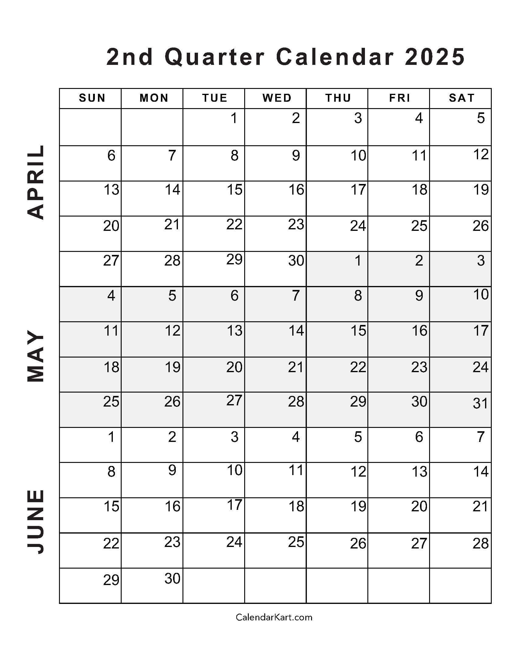 April To June 2025 Calendars (Q2): Free Printables with regard to April May June 2025 Printable Calendar
