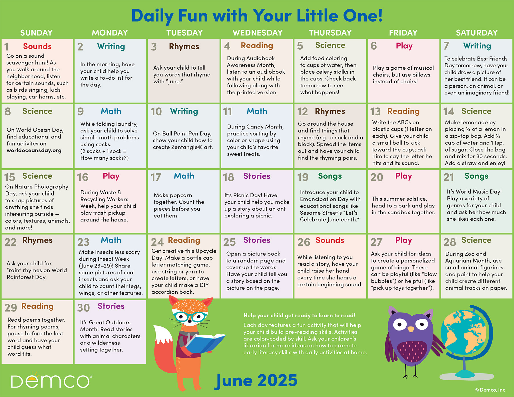 Early Literacy Activities — June 2025: Activities, Books, And More! with Calendar Ideas For June 2025