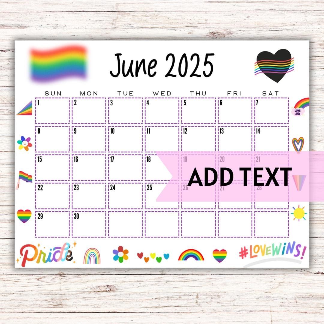 Editable June 2025 Calendar | Lgbtq+ Month Planner | Printable Pride Month June Calendar | Pride Calendar | 2025 Wall Calendar | Pride Month - Etsy within June Lgbt Pride Month Calendar 2025