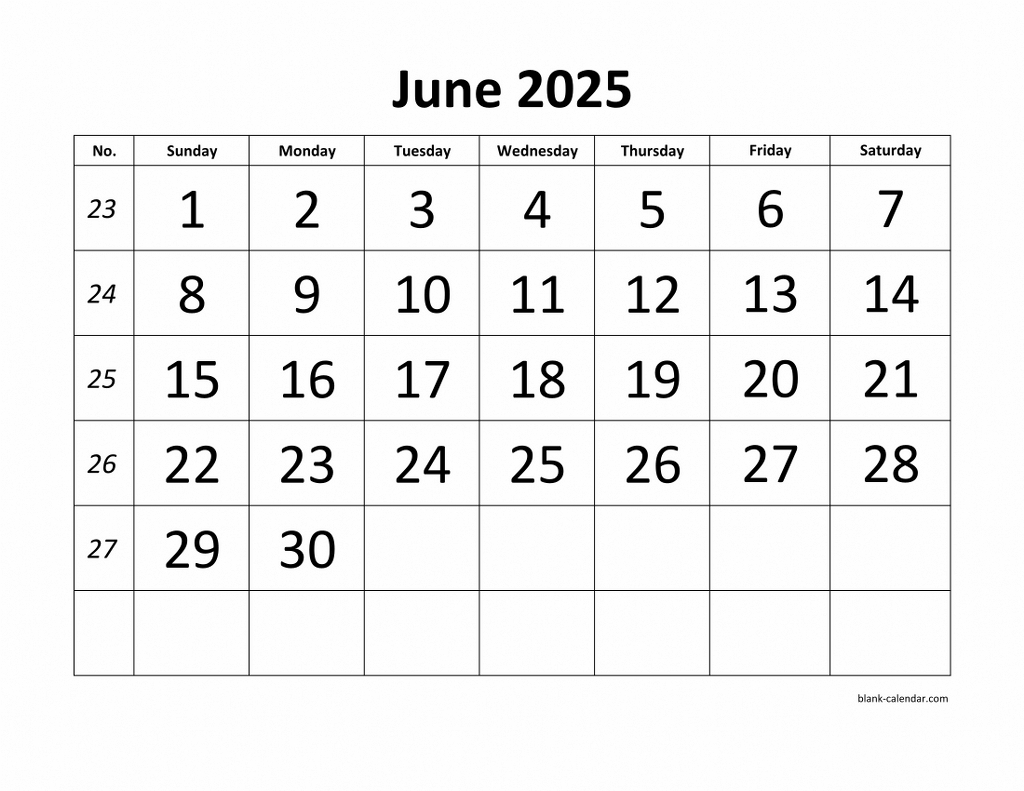 Free Download Printable June 2025 Calendar, Large Font Design regarding Show June 2025 Calendar