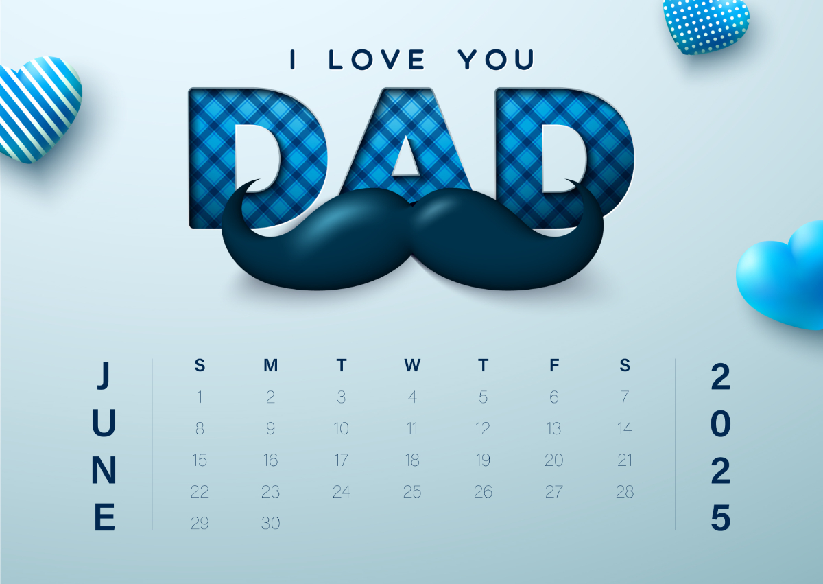 Free Father&amp;#039;S Day June 2025 Calendar Template To Edit Online throughout June 2025 Calendar Father Day