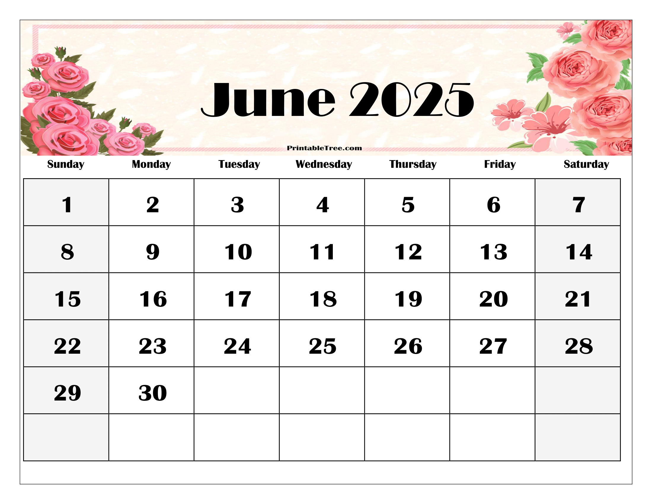 Free June 2025 Calendar Printable Pdf Template With Holidays in Show Me The Month Of June Calendar 2025
